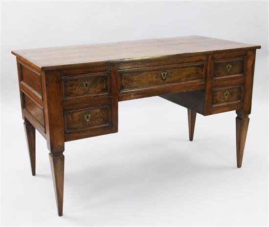 A 19th century French cherrywood desk, W.4ft 5in. D.2ft 2in. H.2ft 8in.